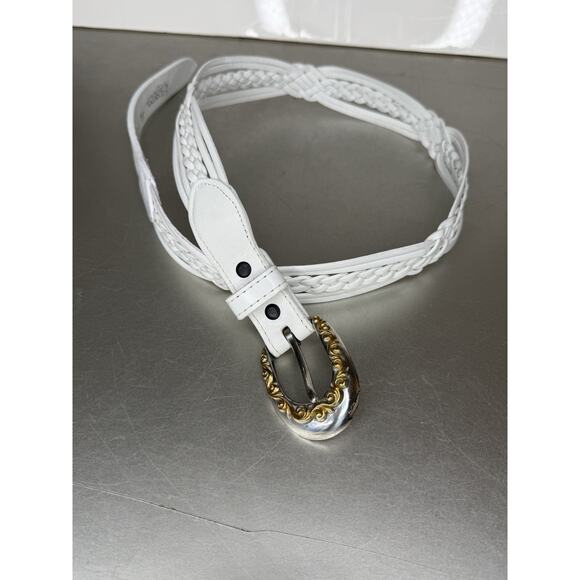 Vintage Nocona Belt Co. Size 32 Women's Leather Belt Braided White Gold Swirl - Picture 5 of 5